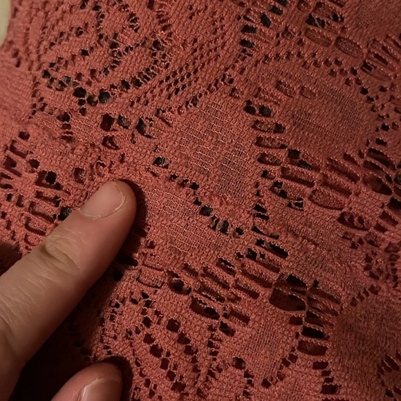 American Eagle Burnt Rose Pink Spaghetti Strap Swiss Dot Lace Bustier Dress XS - Picture 13 of 15